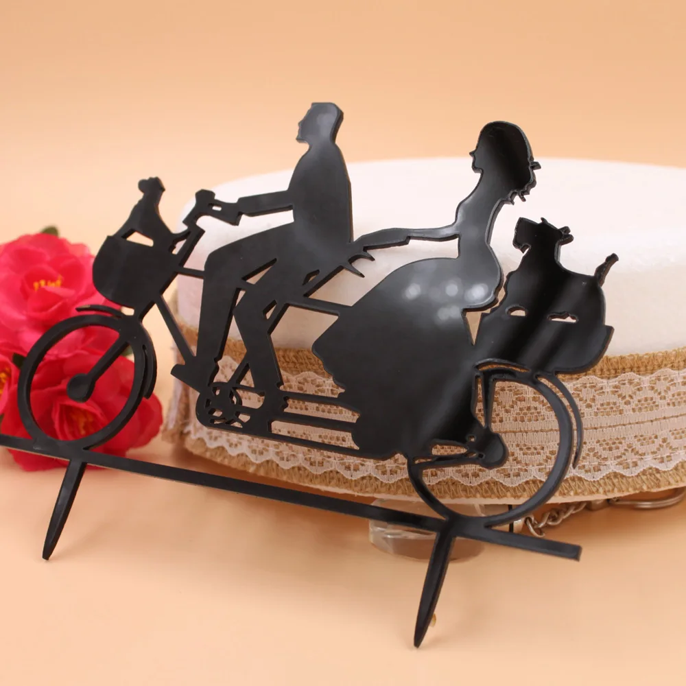 Free Shipping Acrylic Big Day Wedding Cake Topper/Wedding Stand/ Couple tandem bicycle/Cake Decorating Supplies | Дом и сад