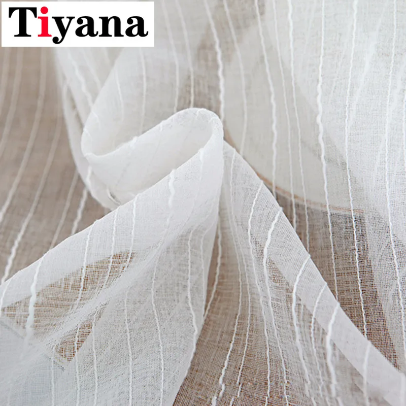 Tiyana, Современный Полосатый Белый цвет, тюль, отвесная занавеска для спальни, гостиной, окно, Кортина, нестандартный размер, вуаль, панель, P039D40