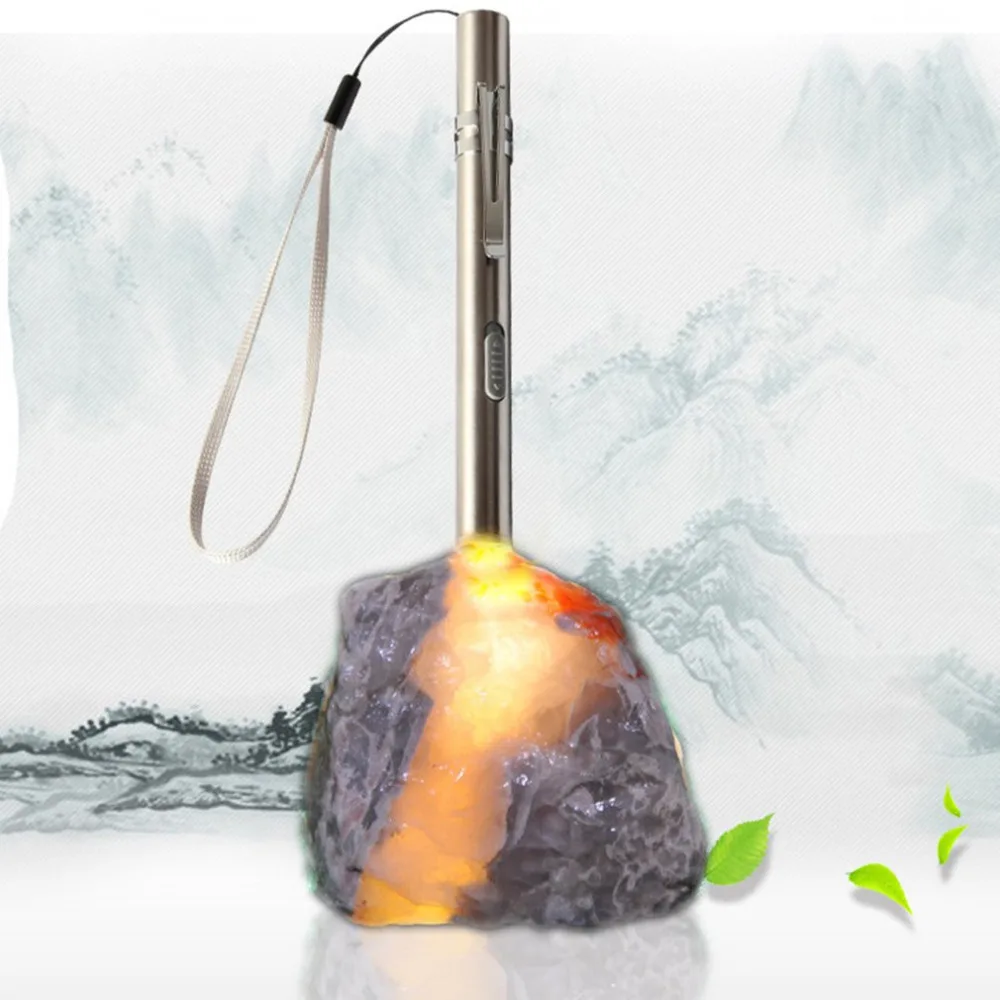 Stainless Steel Mini LED Flashlight Multifunction USB Rechargeable Torch Lamp Jade Testing for Gems Stone Detector | Освещение