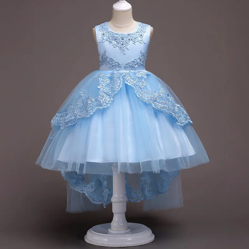 2019 Irregular Wedding Flower Girls Dress Kids Dresses For Girl Lace Party Princess Teenagers Children Clothing 2-12 Years | Детская