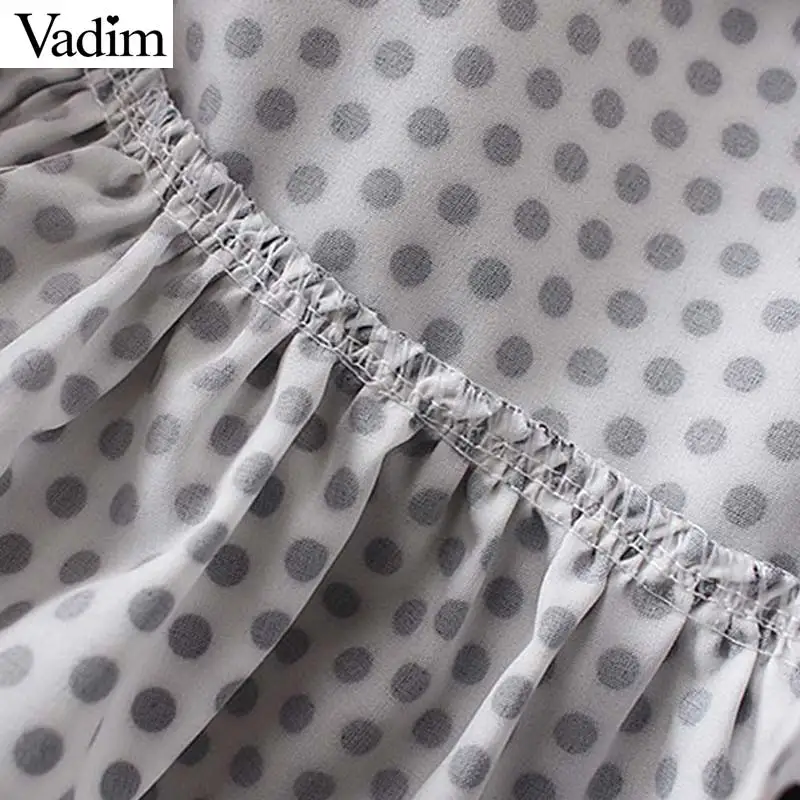 Vadim/милое платье в горошек с оборками и v-образным вырезом расклешенными рукавами