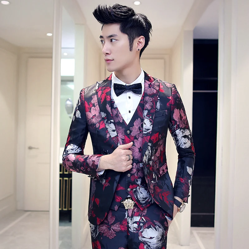 Новинка куртка + жилет брюки Модный повседневный мужской костюм индивидуальные