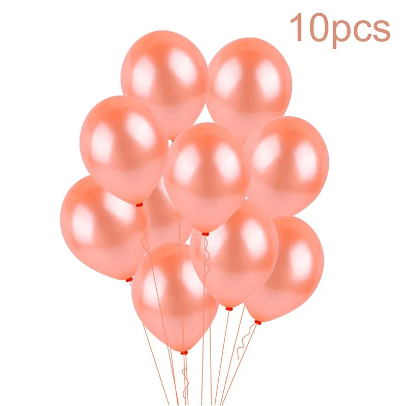 10pcs latex Balloons 14 шт розово-золотых фольгированных воздушных шаров, набор воздушных шаров со звездами шампанского для украшения дня рождения, свадебных латексных шаров, шаров с сердечками - Цвет: 10pcs latex Balloons