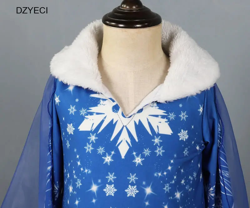 DZYECI Elza/платье для девочек; карнавальные костюмы для детей-подростков; Снежная королева; Снежинка; кружевное платье принцессы; детское платье для костюмированной вечеринки