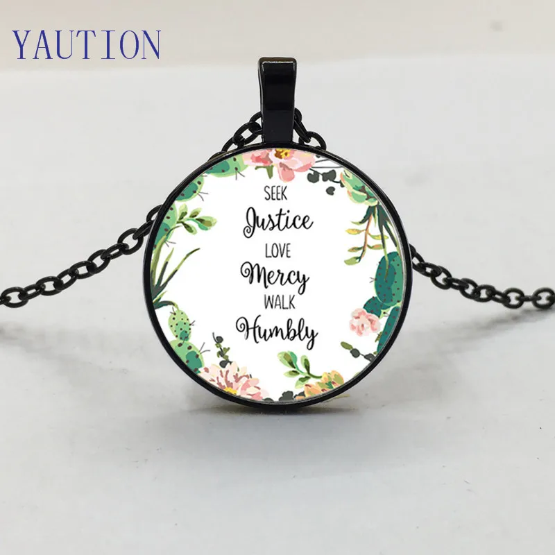 YAUTION искать справедливость любовь милость гулять скромно цитатой Кулон Ожерелье