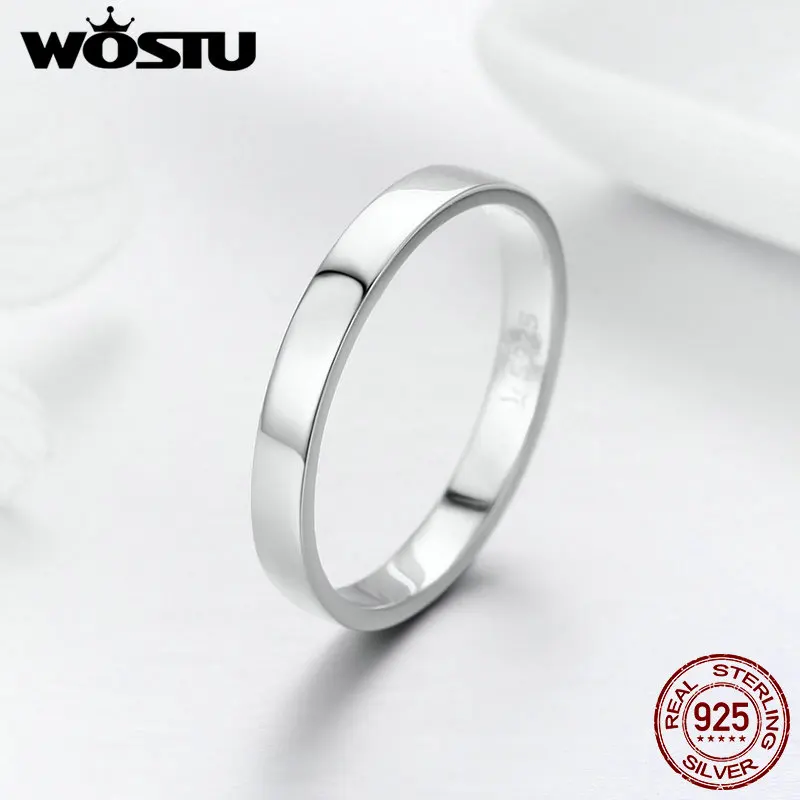 WOSTU Твердые чистого серебра 925 простой перстень для женщин высокие полированные классические ретро-часы кольца, свадебные украшения подарок DXR343