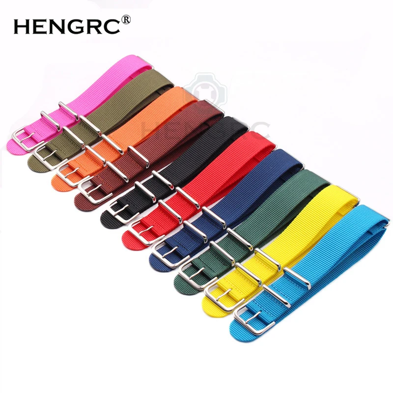 

Watchband 18mm 20mm 22mm 24mm 10 Colors Women Men Sport Canvas Nato Nylon Watch Strap Silver Buckle Bracelet Watch Accessories