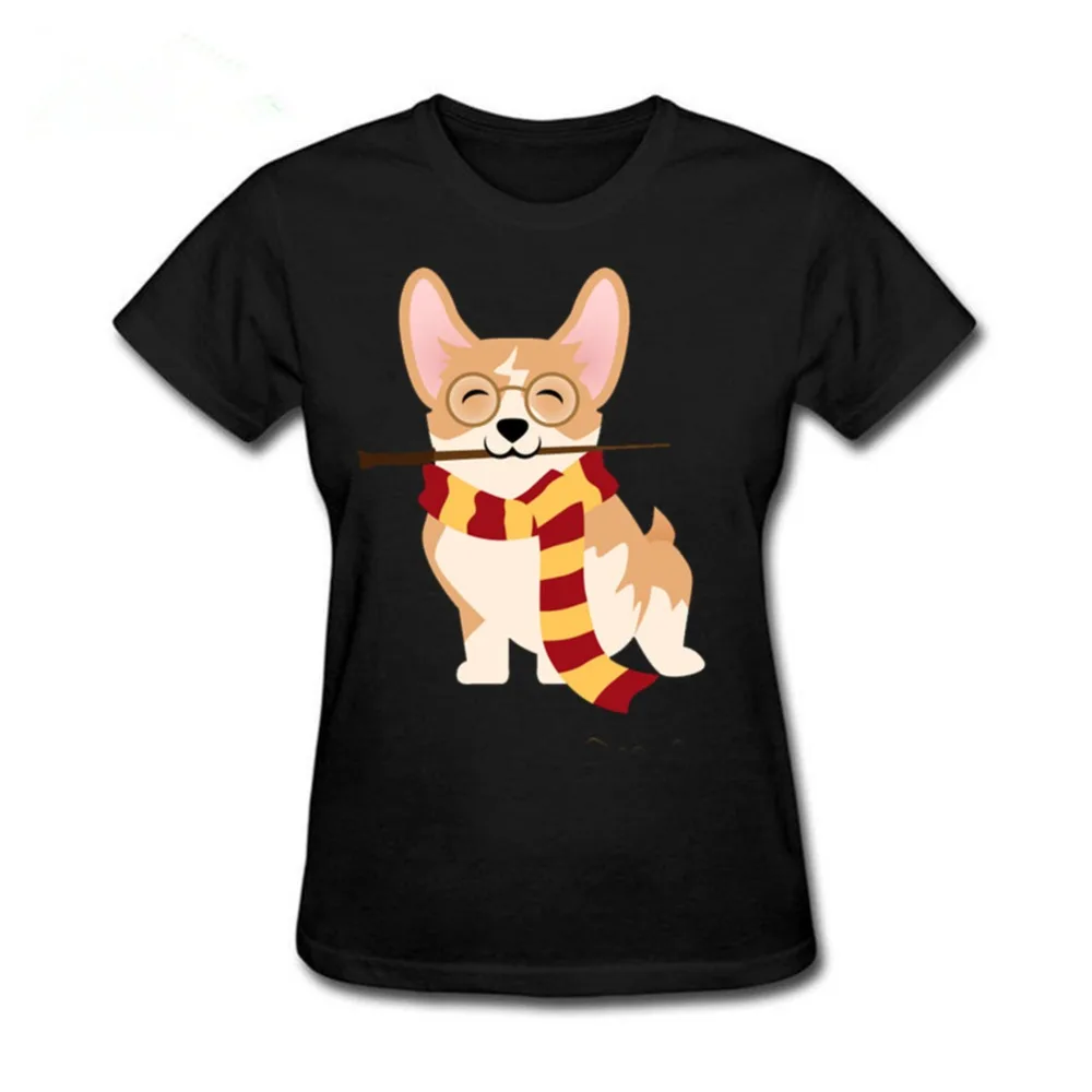 Последняя популярность корги Cosplay As Harry женская футболка Potter Gryffin Corg Женская футболка из хлопка с коротким рукавом