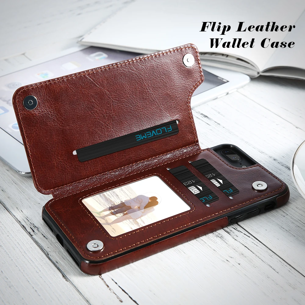 Retro Leather Flip Phone Case For iPhone XR XS Max 7 8 Multi Card Holder Stand Cover X 6 6s 5 5s Wholesale |