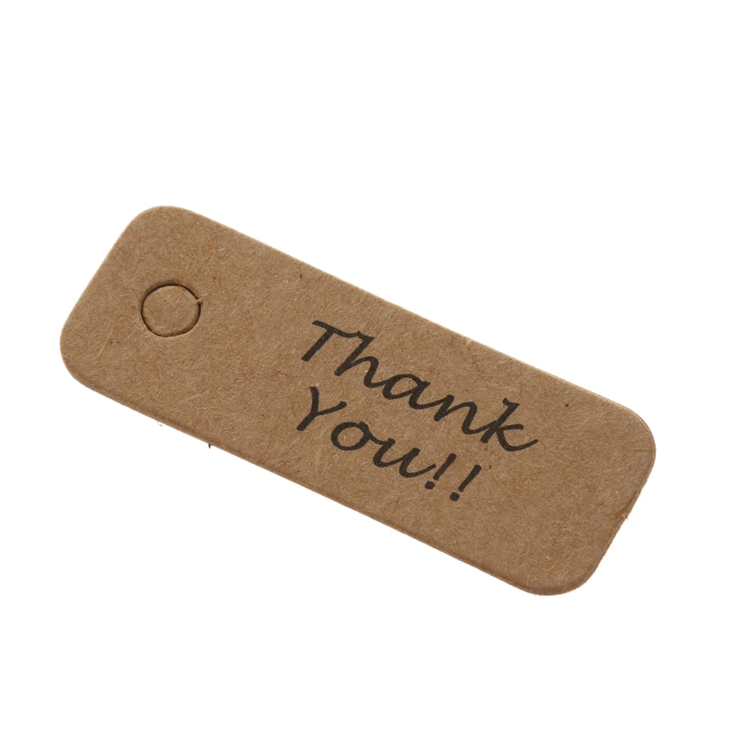 

100x Gift Tags Thank You Kraft Paper Gift Labels Christmas New Year DIY Wine Gift Tags Festive & Party Supplies Brown