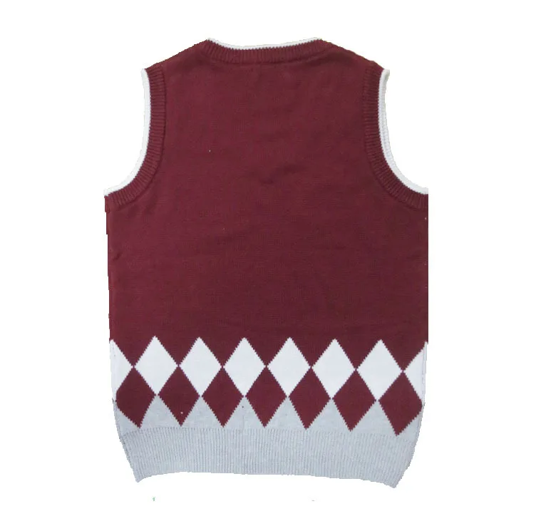 

New Women's COS Young Girl V-neck JK Uniforms Sweater Vest British Style Knitted Sudent Lozenge Cosplay Costume Sweaters