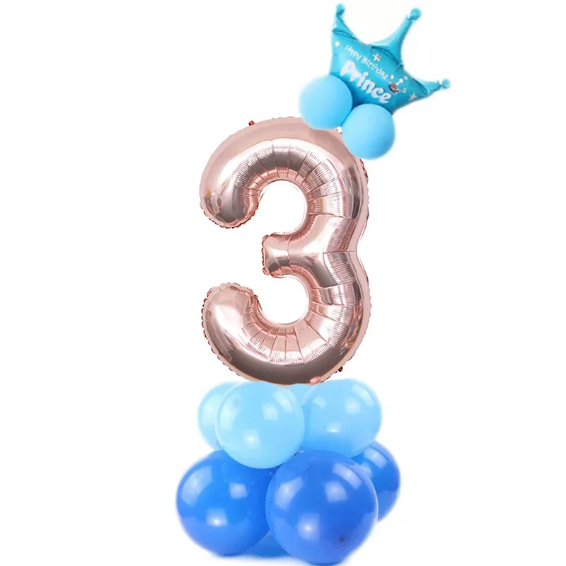 blue3 15 шт./лот, фольгированные шары с цифрами, воздушные шары для дня рождения, Детские воздушные шары для дня рождения, праздничные вечерние украшения - Цвет: blue3