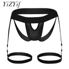 Мужские трусы-боксеры YiZYiF, сексуальное нижнее белье с мешочком, с открытой ягодицами, стринги с подвязками для ног, уплотнительные кольца, нижнее белье с уникальным дизайном