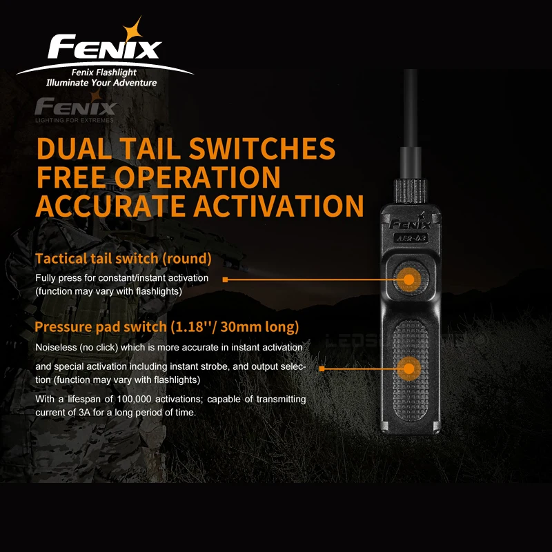 IP68 Номинальная защита Fenix AER-03 V2.0 тактический дистанционный переключатель давления для фонарей