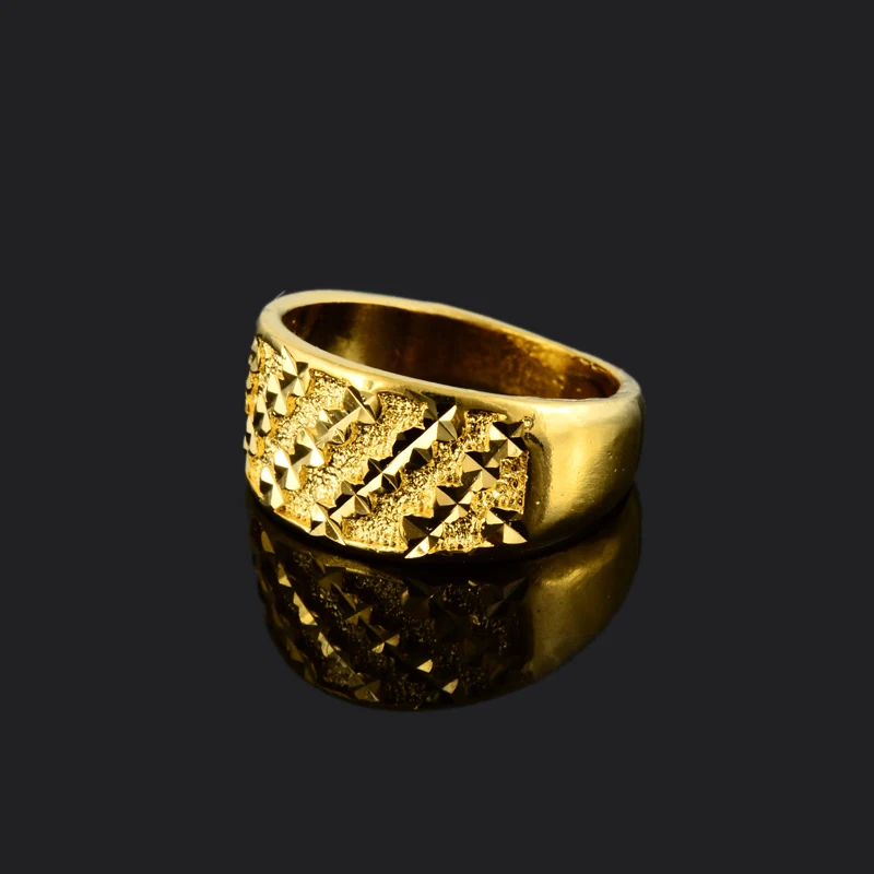 Высокое качество 24K позолоченные мужские кольца перстни винтажные гравировка из