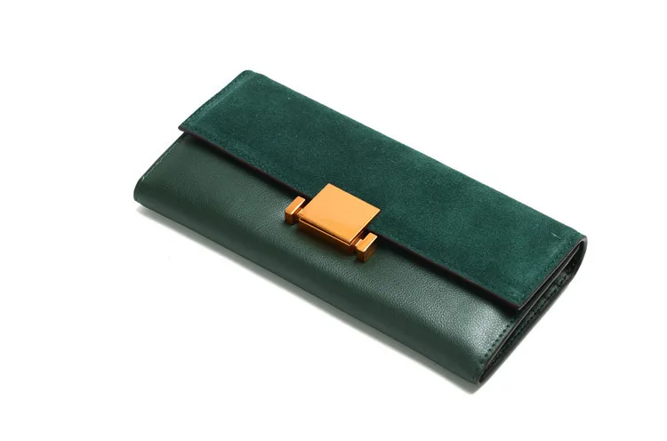 

2018 new style women long purse split leather large capacity card holder with zip pocket