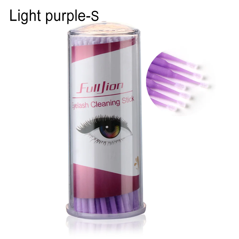 Light Purple S 100 шт./упак. Одноразовые ресниц Тампон аппликатор тушь для ресниц щеточка для ресниц кисти для макияжа, средство для удаления клея палочка для чистки инструменты XS/S/M/L - Handle Color: Light Purple S