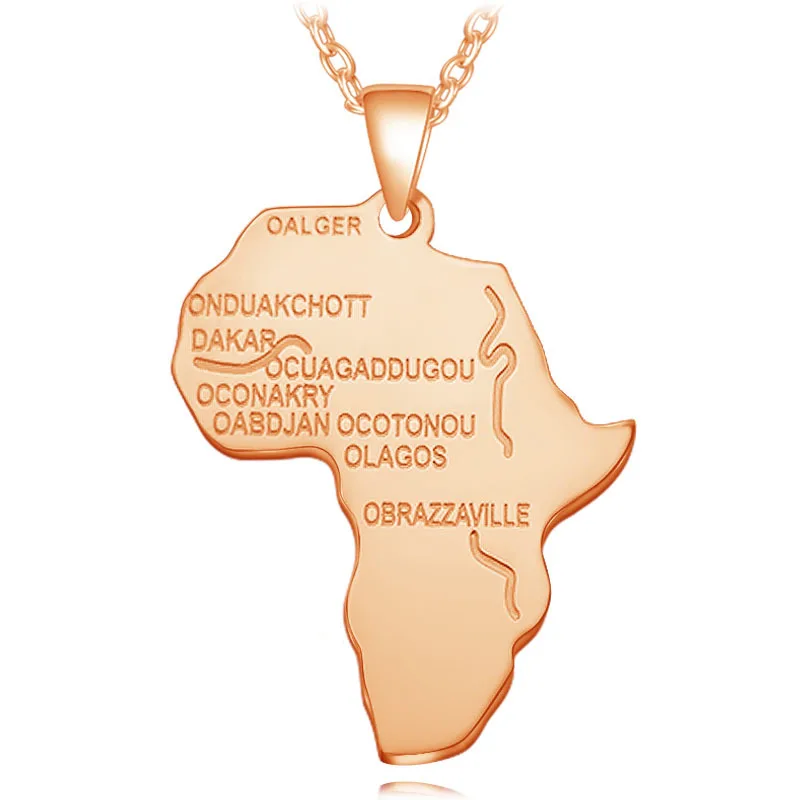 Africa Map ожерелье хип-хоп длинная цепочка Ожерелье Женщины Мужчины Мальчики