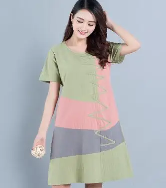 Летнее женское платье с коротким рукавом 2020 Новое повседневное хлопковое