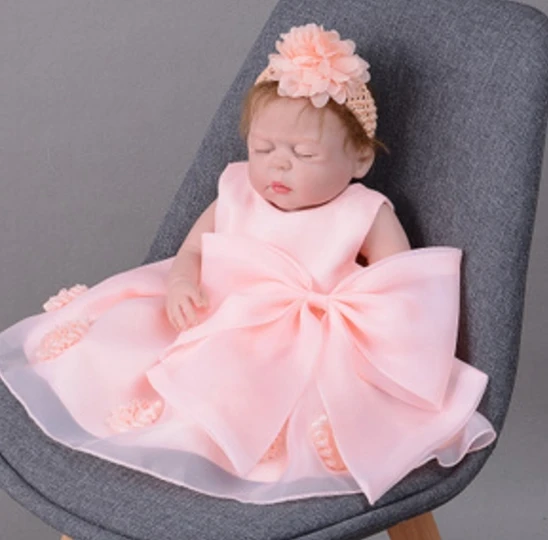 doll and pink dress 55 см полностью силиконовая кукла-Реборн, игрушки для девочек, игрушки для купания, мягкая виниловая игрушка для новорожденного, игрушка для сна, Классическая Игрушка - Цвет: doll and pink dress