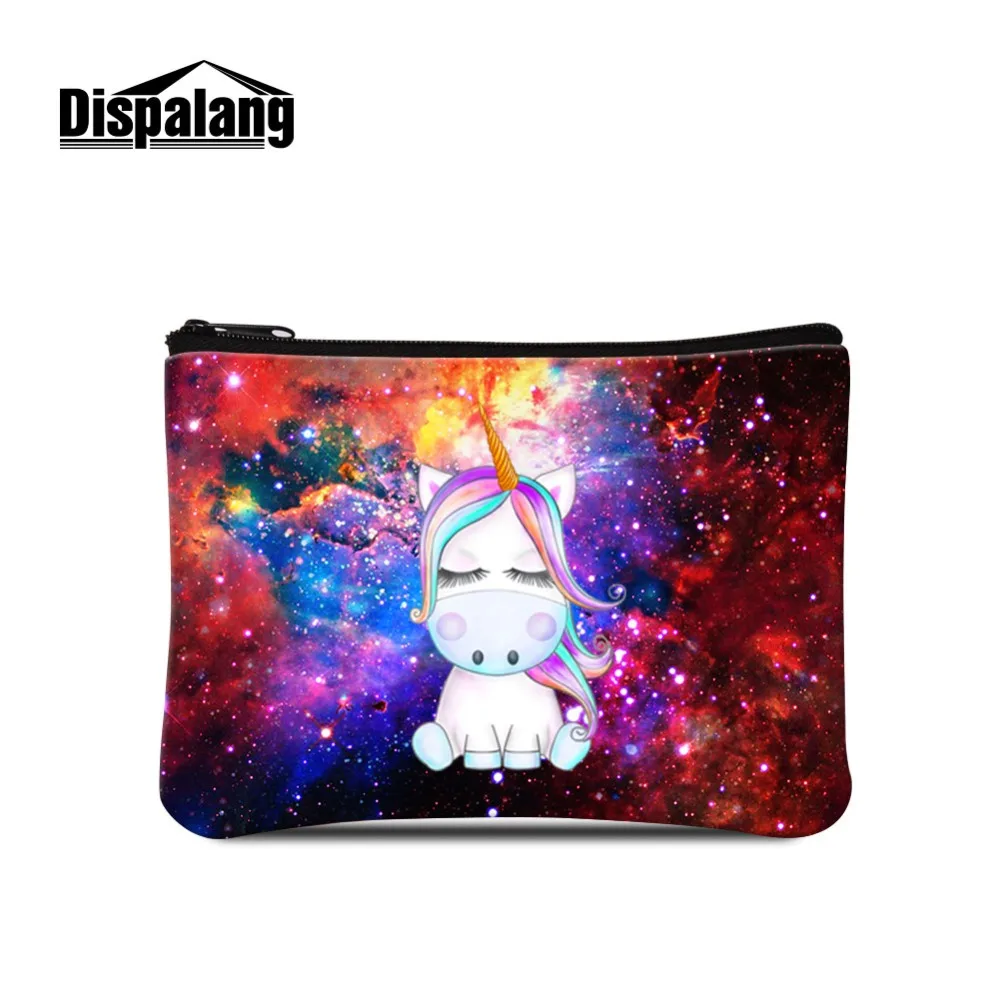 

Dispalang Girl's Clutches Bags Cute Unicorn Animal Elements Prints on Mini Coin Purse Small Wallet Little Female Cosmetic Pouch