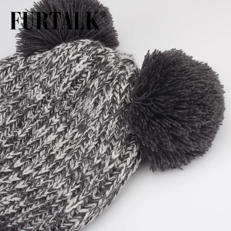 FURTALK дети 1 5 лет зима мальчик помпон комплект шапка и шарф для девочки теплая