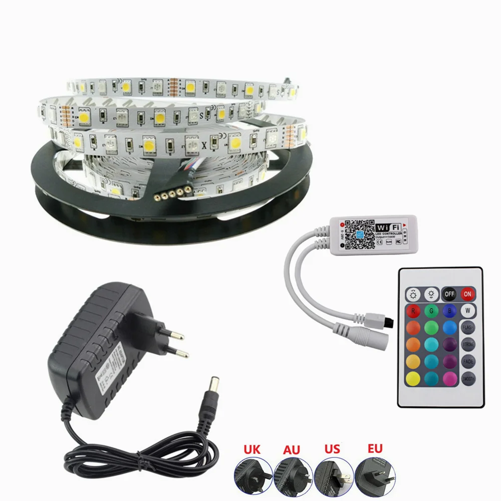 60 светодиодный/м 20 м WiFi Светодиодная лента SMD 5050 водонепроницаемый DC12V RGBWW RGBW светодиодный светильник гибкая лента Диодная лента 15 м с контроллером+ Мощность