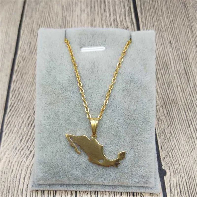

Trendy Mexico Map Necklace Mexico Map Stainless Steel Heart Pendant Necklace Women Fashion Map Jewellery Gift