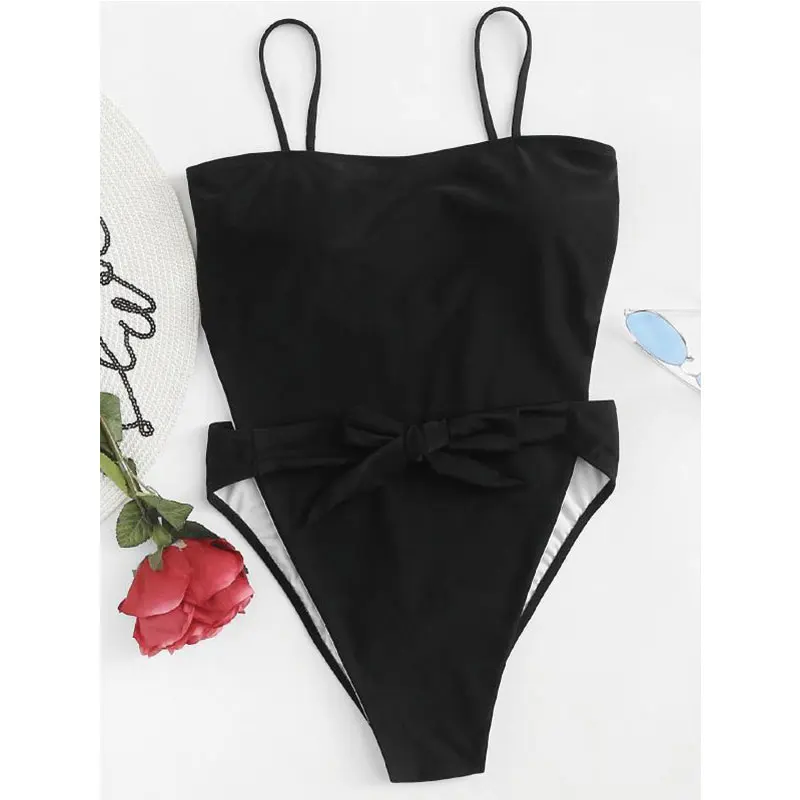 2019 Новый бандажный сплошной белый цельный купальник женский монокини с вырезом