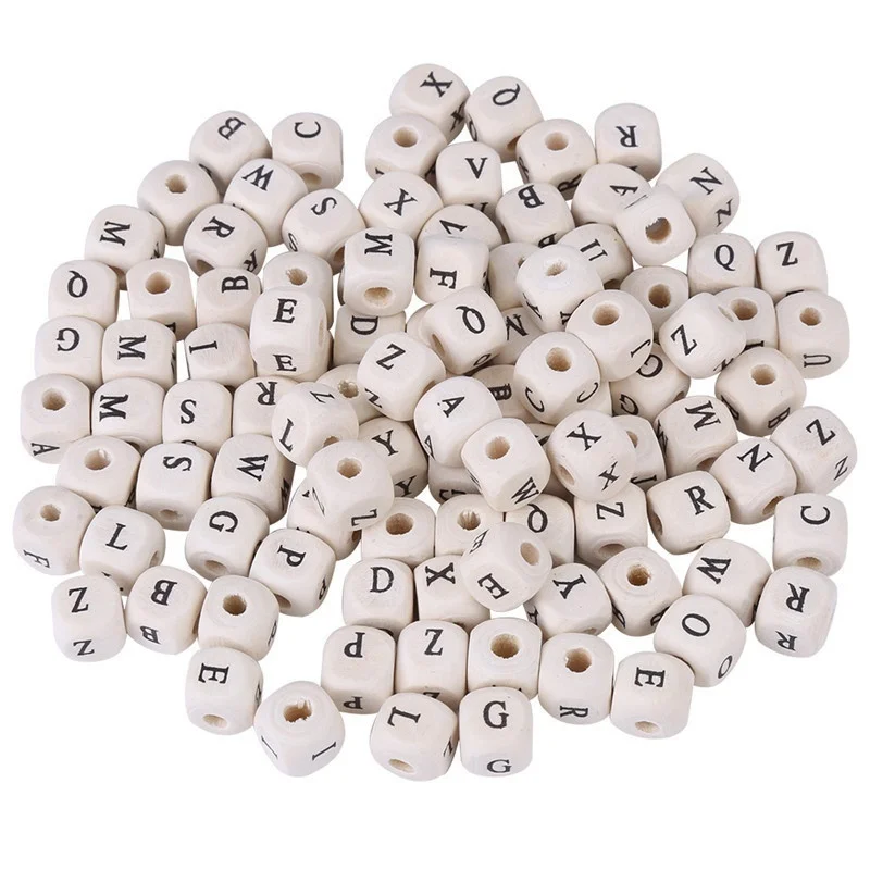 800pcs Per Lot 8mm-10mm Charms Colorful Square Beads Wood Hole Letter Alphabet Beautiful DIY Spacer for Jewelry Making | Украшения и
