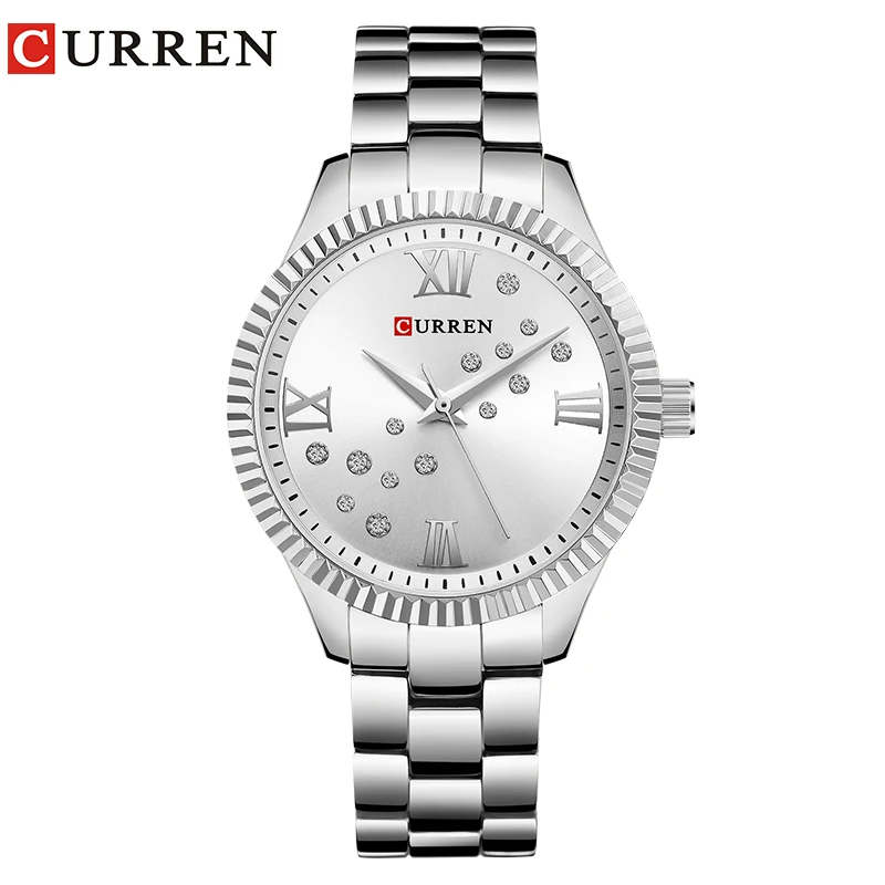 Silver Silver CURREN 9009 часы женские кварцевые часы Кристалл Дизайн наручные часы Relogio Feminino - Цвет: Silver Silver