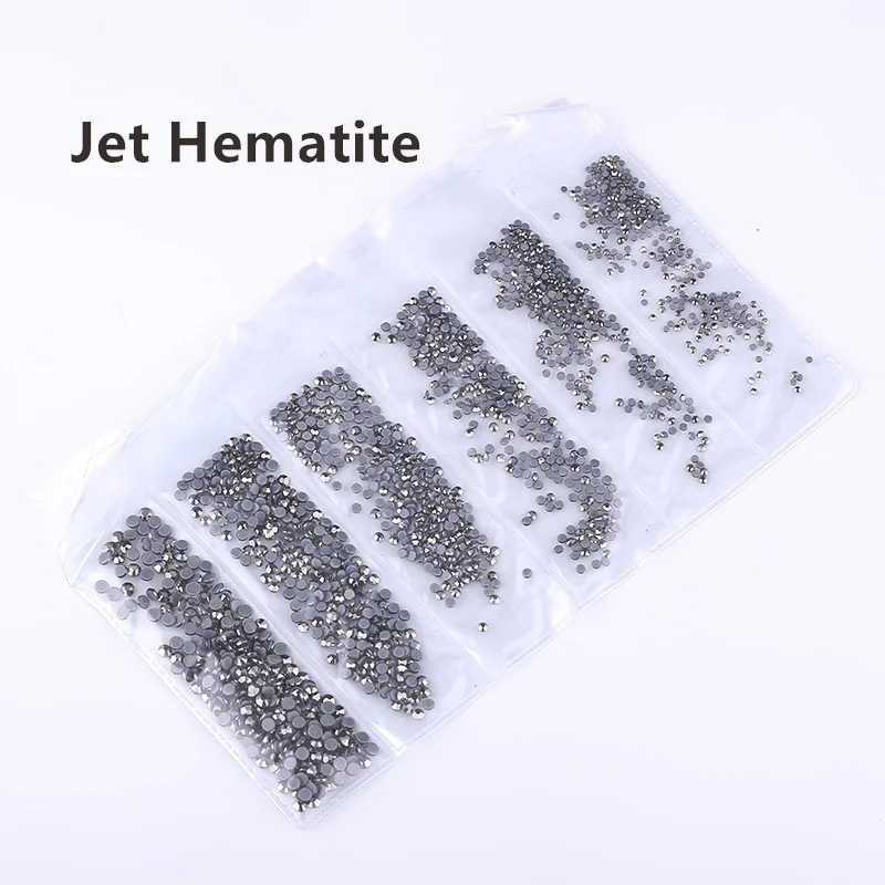 Jet Hematite Ss3-ss30, смешанный размер, стразы, кристалл AB, 1700 шт./лот, горячая фиксация, стразы, для рукоделия, сумки, одежды, обуви, нейл-арта - Цвет: Jet Hematite