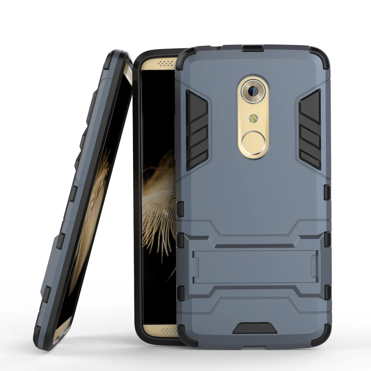 HATOLY для брони чехол zte Axon 7 Чехол A2017 противоударный робот гибридный прочный силиконовый резиновый жесткий чехол для zte Axon 7 5,5" - Цвет: Black