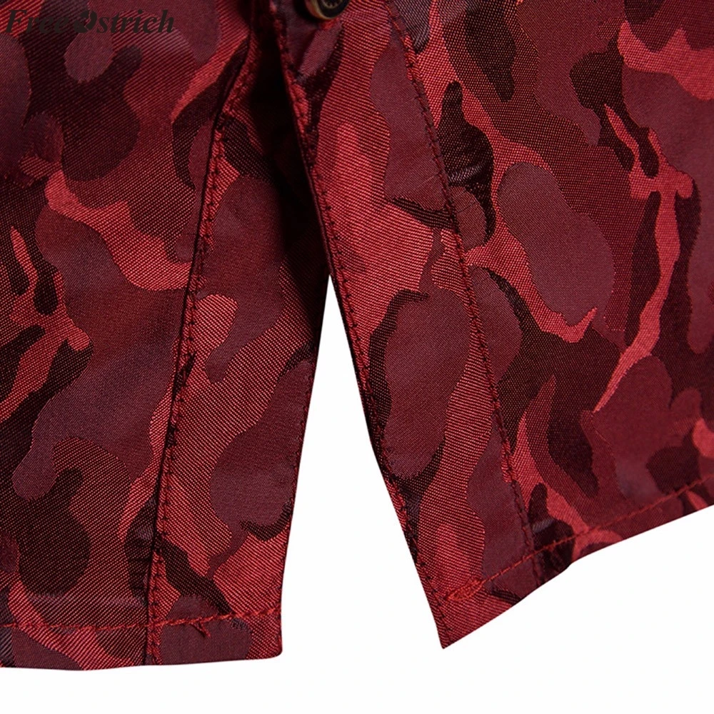 FREE OSTRICH Men's Shirt 2019 Camouflage Design Silk Cloth Luxury Official Dark Business Plaid Slim Long Sleeve Top | Мужская одежда
