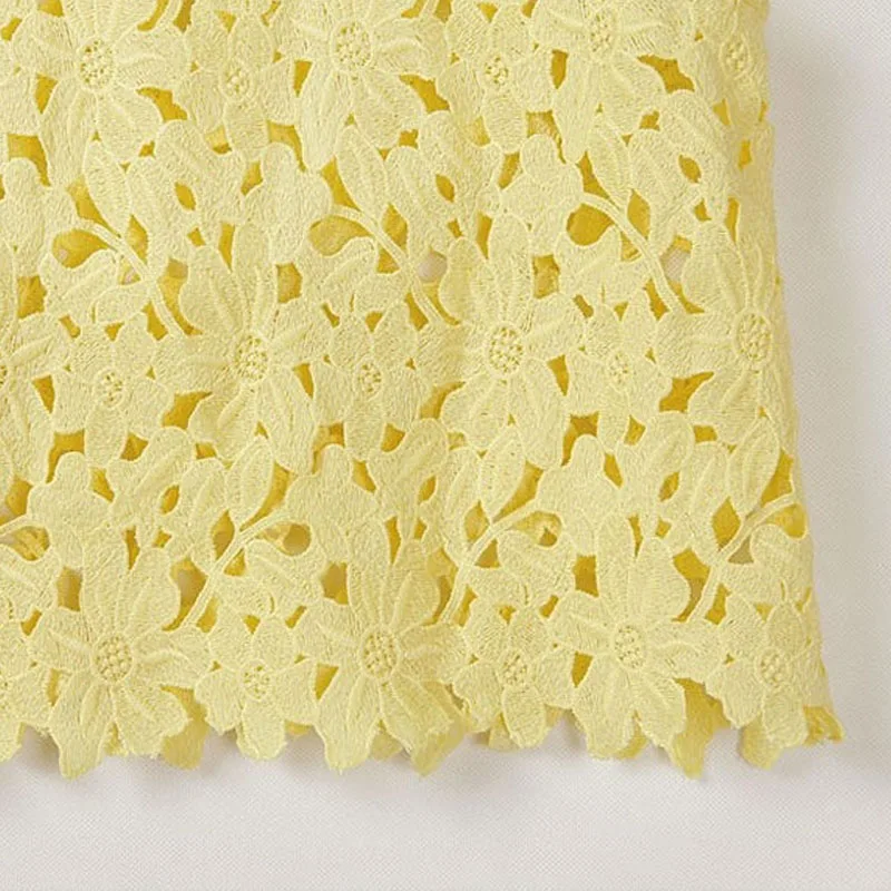 Европейский стиль вязаный крючком Короткий кружевной жилет с цветочным узором