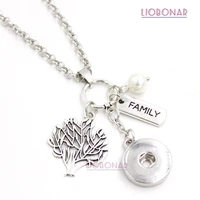 10pcs wholesale family tree necklace snap necklaces interchangeable 18mm snap jewelry for family gift bijoux collar