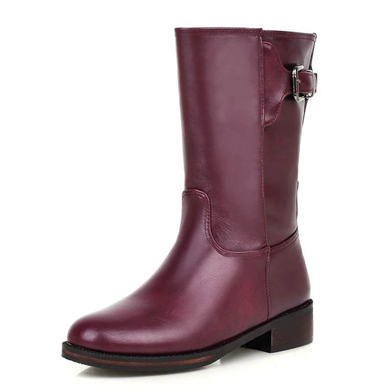 ENMAYER New fashion women round toe Mid-Calf boots lady square heel Slip-on marten Big size 34-43 ZYL 229 | Обувь