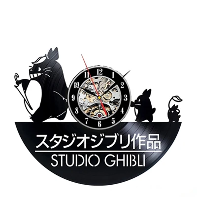 1 Студийные настенные часы Ghibli Totoro с мультипликационным принтом «Мой сосед Тоторо», виниловые часы-пластинка, настенные домашние декоративные часы, рождественский подарок для детей - Цвет: 1