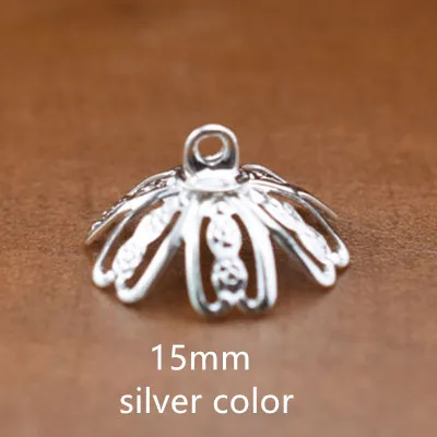 15mm silver color 5 компл. 6-25 мм полый стеклянный шар с бисером колпачок набор orb Стеклянные Флаконы подвеска в форме стеклянной бутылки Глобус ювелирных изделий - Цвет: 15mm silver color