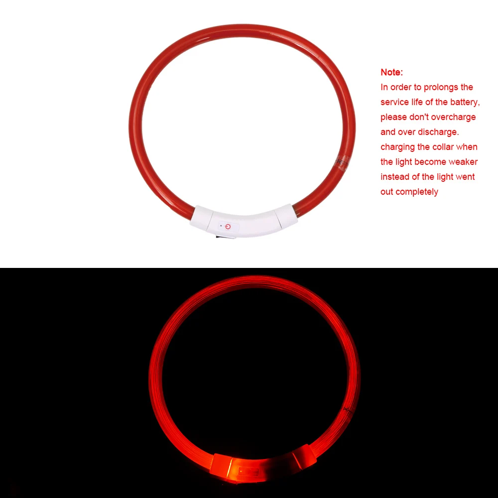 Red Светодиодный ошейник для собак с usb-зарядкой, светящийся светильник, ошейник для собак, кошек, щенков, крутые товары для собак, товары для кошек, товары для собак - Цвет: Red