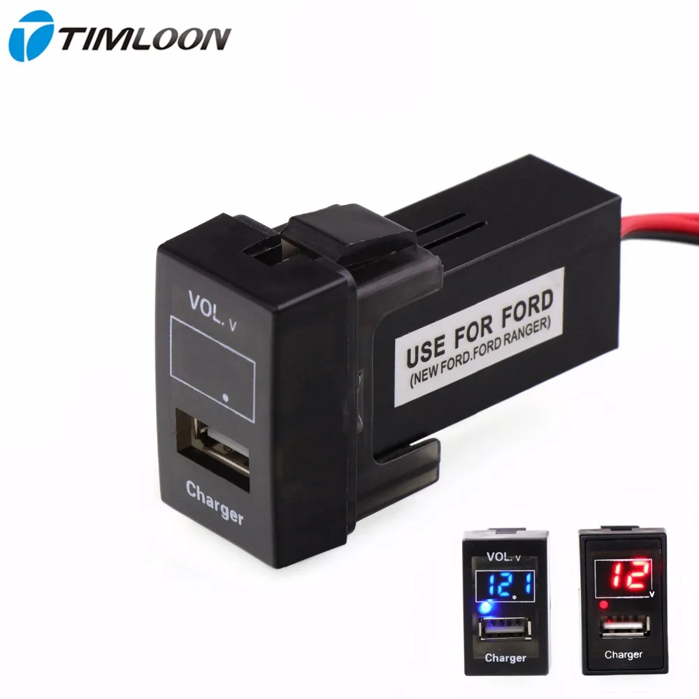 Автомобильное зарядное устройство с USB-интерфейсом 5 В 2 1 А и измеритель