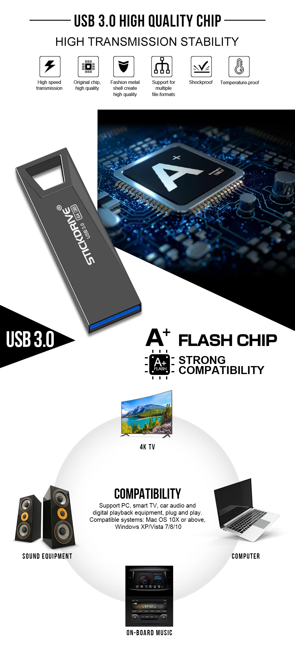 Высокоскоростной USB 3,0 флеш-накопитель 128 Гб 64 Гб USB карта памяти 16 ГБ 32 ГБ USB флеш-накопитель флешка, подарок брелок флешка