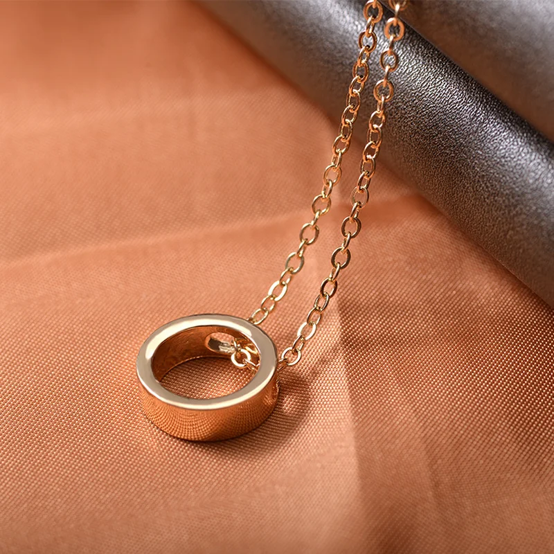 Простой металлический круг кулон ожерелья для женщин и мужчин из нержавеющей