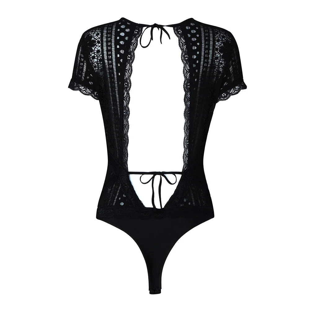 Высокое качество Женское боди с открытой спиной сексуальное v образным вырезом