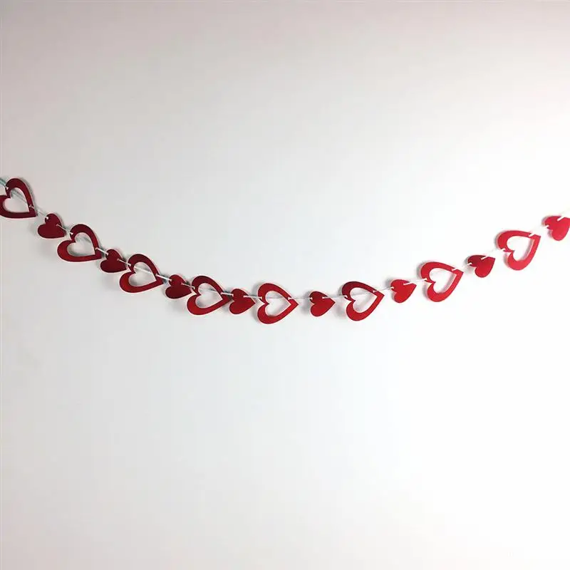 3 Meters Heart Garland Ribbon Banner Hanging Ornament Decoration for Valentines Day Anniversary Weddings Parties Backdrop
