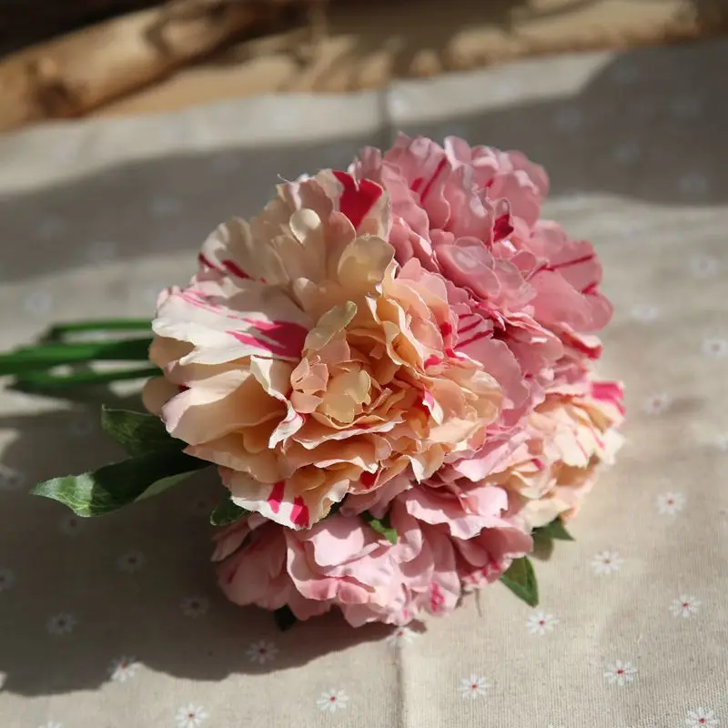 color pink 5 Браш шелк пион букет Искусственные цветы для украшения Свадебные дома вечерние Декоративные искусственные цветы осеннее украшение - Цвет: color pink