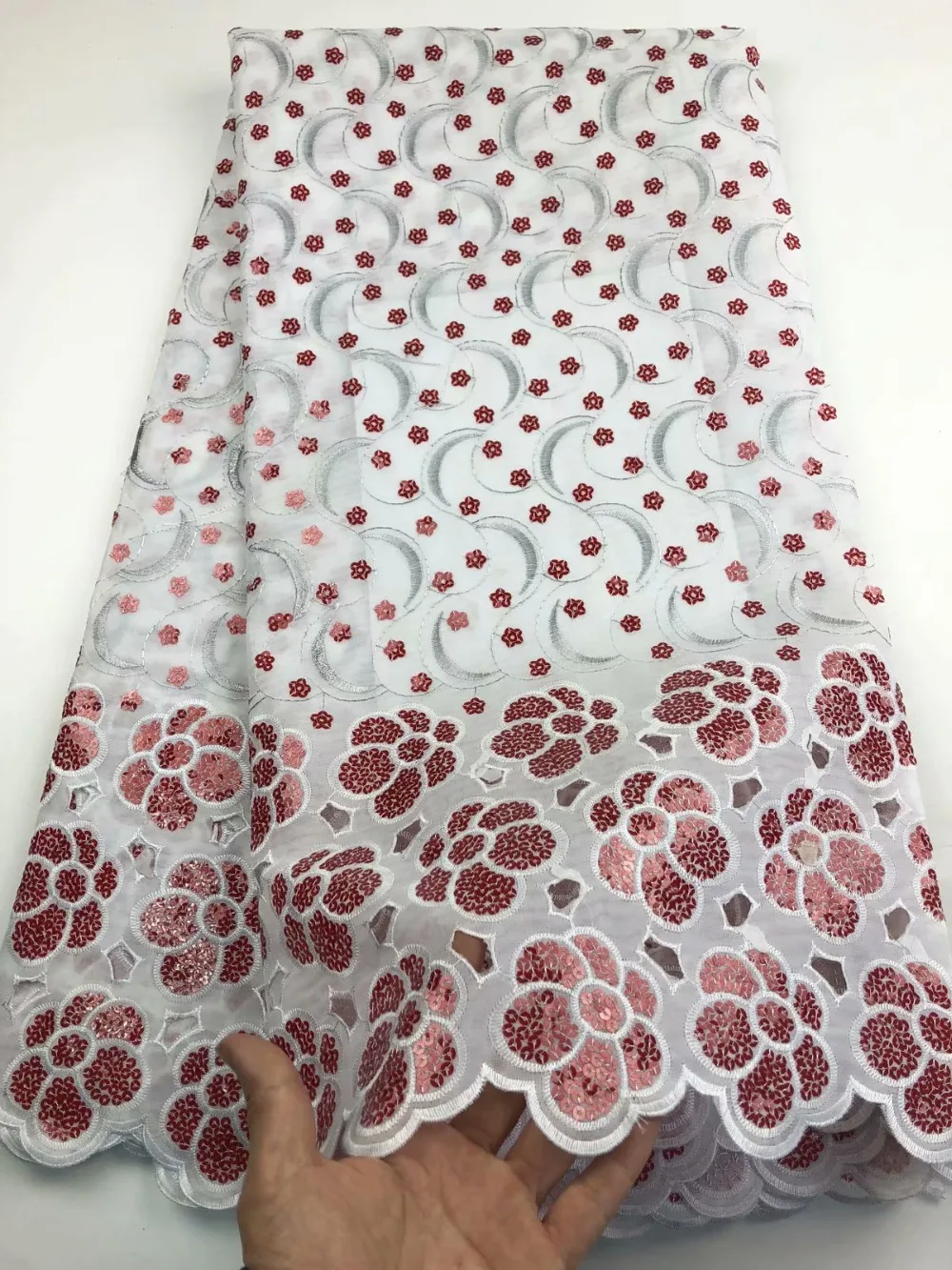 

Africa new design high quality sequin fabric, Nigeria lace fabric 5 meters wedding