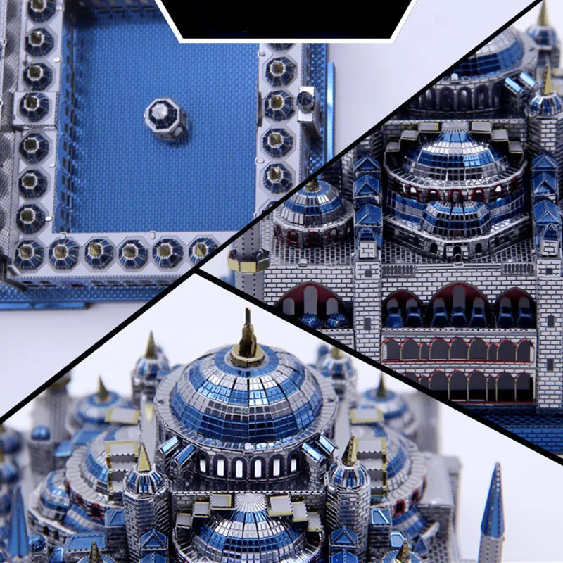 Креативная 3D DIY металлическая голубая модель микроскопа, сборные игрушки из нержавеющей стали, знаменитая Строительная головоломка, детские игрушки