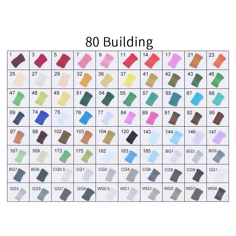 80BUILDING TOUCHFIVE 12/24/30/40/60/80 Цвета маркер для рисования ручка на спиртовой основе дешевые маркер для манги рисунок маркеры товары для рукоделия - Цвет: 80BUILDING