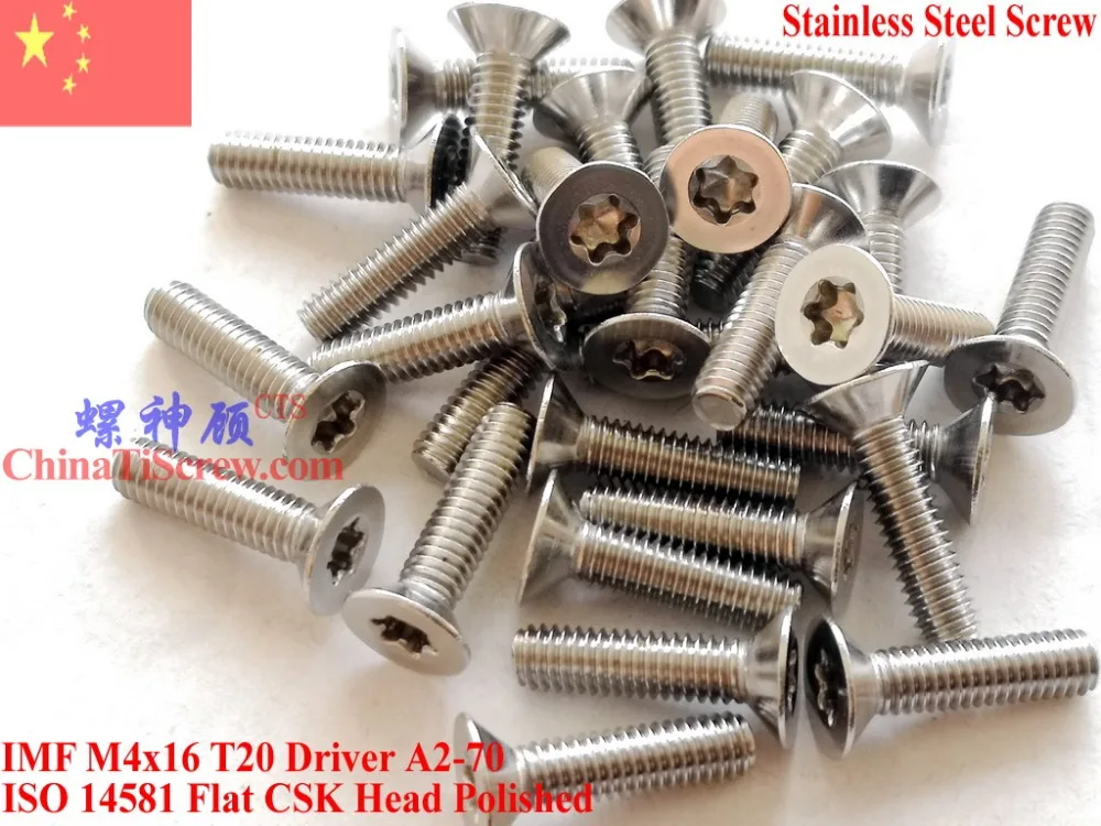 ISO 14581 винты из нержавеющей стали M4x16 Torx T20 драйвер плоская CSK головка A2 70
